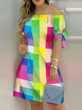 New Summer Fashion Sexy Print Dress Women's Waist Mini Skirt Temperament Commuter Office Women's Dress Dresses for