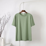 100% Cotton Basic T Shirt Women Summer New Oversized Casual Solid Tee Female Loose Short Sleeve Soft 10 Color