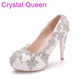 Cm High Heels Large Size Waterproof Table Single Shoes Women's Fine Heel Round Head Diamond Wedding Shoes Bridal Shoes