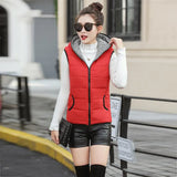 New Autumn Winter Women Vest Cotton Hooded Casual Slim Waistcoat Female Sleeveless