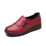 New Autumn Women's Shoes Fashion Casual Women Leather Flat Shoes Ladies Slip On Comfortable Black Work shoes