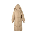 Real Shoot New Cotton-Padded Clothes In Winter Long Over The Knee Down Cotton Jacket Korean Version Loose And Thick Hooded Cotton-Padded Jacket Coat-Outfit