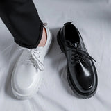 Zingj 2023 New Platform Increased Large-Size Overalls Round Head Men's Shoes 45 Fashion Versatile Small Leather Shoes 46