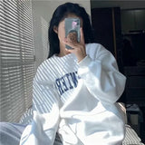 Print New Casual Top Vintage Simple Women Hoodies Korean Gray Autumn Thin Streetwear College Girls ins Lady's