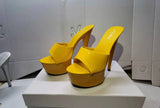 Zingj Patent Leather Drag Heels With Sexy Black Waterproof Platform Hate Day High Heel Sandals Female