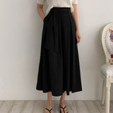 Zingj Lace High Waist Thin Pleated Half Elastic Waist Large Swing Skirt Women's Summer Long A-Line