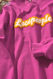 New Autumn Letter Towel Embroidered Long Sleeve Hoodies Women's Y2K Street Retro Joker Sweatshirts Couple Casual Loose