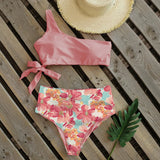 Bikinis Women 2021 New One Shoulder Swimwear High Waist Swimsuit Bandage Bathing Suits Beach Wear Biquini