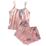Sexy Pajama Sets Cartoon Pattern Pajamas Strap Sleeveless Cami Set Sleepwear Female Summer Pijamas Night Wear Home