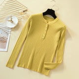 Button Sweater Women Basic Slim Knitted Pullover Women Sweaters Pullovers Jumper Autumn Winter Korean Style Women