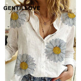 Autumn Long Sleeve Casual Loose Shirt Women Elegant Butterfly Floral Print Tops and Blouses 2020 Vintage Cotton