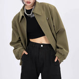 Zingj Military Green Jacket Jacket Female Spring And Autumn Loose Leisure Joker Star Badge Lovers Cardigan