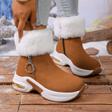 Snow Boots Women Winter New Brushing Short Cylinder Plus Velvet Warms High-Thick Bottoms To Keep Warm Snow Boots