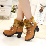 Zingj 2013 New Rhinestone High Heel Thick Heel Hair Hair Mouth Short Leg Short Boots And Velvet Martin Boots Women's Plus Size Women's Shoes- Outfit