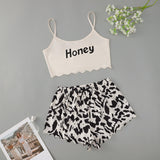 Printed Girls' Short-Sleeved Shorts Sexy Pajamas Girls' Cartoon Leisure PJ Leisure Home