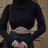 Winter Whiter Turtleneck Vintage Sweater Tops Knitted Y2k Long Sleeve 2022 Autumn Green Women Casual Crop Top Slim