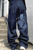 American High Street Retro Men Washed Pants Y2k Harajuku Hip Hop Loose Jeans Couples Casual Joker Straight Wide-leg Jeans 211-0-Outfit