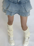Warm Solid Color Ribbed Knit Leg Warmer- Outfit