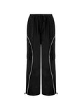 Contrast Piping Flap Pocket Cargo Pants- Outfit