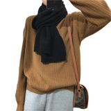 Zingj Winter 2023 Version Of Korean Women's Clothing Loose Cover Meat Lazy Wind Round Collar Knit Bottom Shirt Pure Color Pullover Sweater Female-Outfit