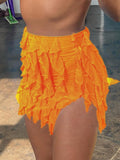 Summer Beach Style Mini Hip Skirts Women 2023 New Low Waist Ruffles Skinny Elastic Vacation Party Shorts