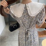 Women Floral Edible Tree Fungus Summer Fashion Vintage Peter Pan Collar Short Sleeve Female Harajuku Preppy Style