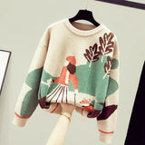 spring and autumn knitted sweater girls Western fashion slim casual