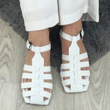 Onlymaker Brand Women's Flat Sandals Summer Casual Soft Genuine Leather Summer Roman Female Big Size Fashion