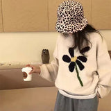 Zingj Literary Wind Flower Jacquard Soft Waxy Sweater Female 2024 New Autumn And Winter Loose Versatile Sweater Jacket Tide-Outfit
