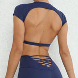 Zingj Nude Yoga Big Dew Back Speed Dry Tight Sports Top Outdoor Running With Chest Pads-Outfit