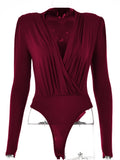V Neck Brown Bodysuit Women Autumn Long Sleeve Top Bodies Sexy 2021 Female Overalls Casual Bodycon