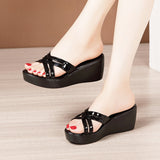 Heel Slope Sandals Slippers Women's Summer 2023 New Thick-Soled Waterproof Platform Fashionable And Fashionable To Wear 4143 Large