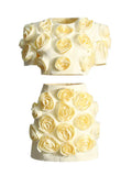 French Famous Style Suit 2025 New Three-Dimensional Flower Bubble Sleeve Top Stylish High-Waist Short Skirt