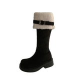 Heel Over The Knee Boots And Wool Wool Boots Women Shoes 2025 New Autumn And Winter Snow Boots Tube Knight