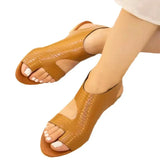 Zingj Flat Sandal Women's Summer Crocodile Pattern Round Toe Soft Sole Casual Plus Size Women's