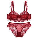 New Plus Size Bra Set Push Up Bras and Panty Set Embroidery Underwire Lingerie Set Ultrathin Underwear Set Sexy Lace