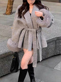 solid color faux fur coat with