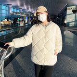 Korean Small Light Down Cotton Jacket Female Light Short Loose 2024 New Version Of Korean Baseball Jacket Female-Outfit