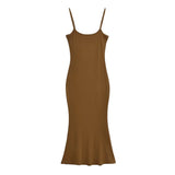 Zingj Trendy Women's Dress Hot Girls Sexy Basic Solid Color High Waist Show Thin Medium-Long Halter Skirt Hip