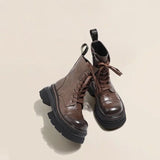 Zingj Bottom Martin Boots Female 2024 Autumn Fashion Wipe Color Washing Car Handsome Lace-Up Short Boots Tide Spring And Autumn Single