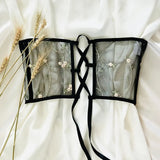 Short Mesh Yarn Embroidery Bouquet Waist 2025 Pure Spring Summer New Fashion Repair Belt
