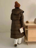 Advanced Feeling Cold Resistance Long Down Jacket Female 2024 Winter Thickened Door Skirt Three Buckle Over The Knee White Duck Velvet Bundle Waist Coat-Outfit