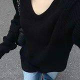 Vintage V-Neck Oversized Loose SweaterOutfit