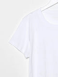 Classic White Letter Print T Shirt Women 100% Cotton Casual 2022 Fashion T-shirt Summer Street Split Women Clothing