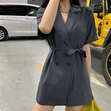 Women Buttons High Waist Office Female Turn-down Collar Korean Style Plus Size Solid Street Abdomen Leisure