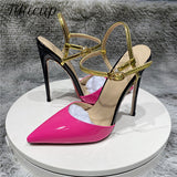 Rose Women Pointed end Slingback Sandals 10cm High Heel Stiletto Ladies Jelly 12cm Party Shoes Pink Black LX019