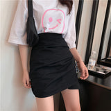 Ladies Skirt Spring Autumn Solid Color Womens Mini Skirt Sexy Clubwear High Waist Pencil Cross Skirt For Women Size