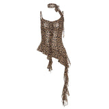2025 Summer Women's New Leopard-Print Babes Irregular Tuxedo Design Feel-Tastic Sling