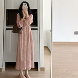 Zingj Korea East Gate New Style 2024 Summer Gentle Sweet French Big Pocket Belt Broken Flower Long Dress Female-Outfit