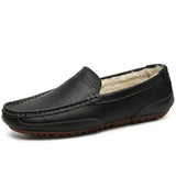 Winter Warm Fur Loafers Mens Leather Handmade Driving Men Shoes Casual Italian Luxury Brand Loafers Shoes Man